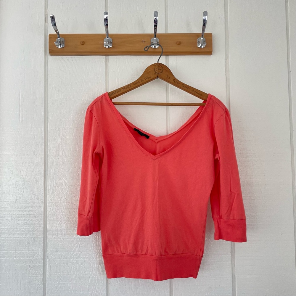 Coral V-Neck Shirt from Express